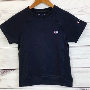 CHAMPION Logo and Script Short Sleeve Sweatshirt